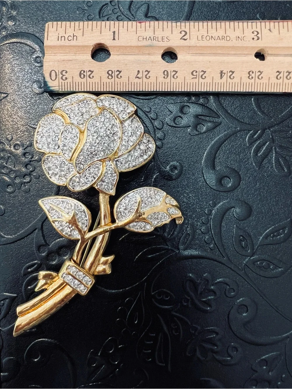 Nolan Miller Glamour Collection Gold Tone Rose Brooch VTG
